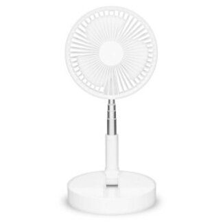Draagbare flexibele tafel- en voetventilator van 20 cm met Li-ion batterij Wit