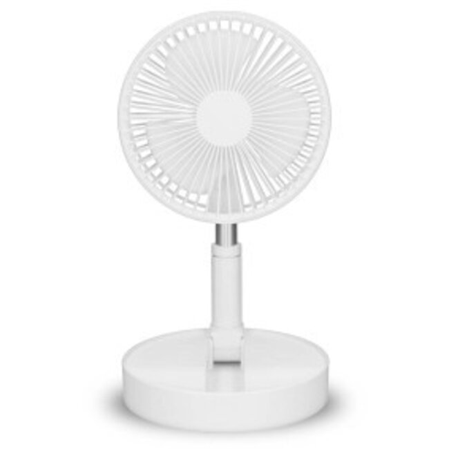 Draagbare flexibele tafel- en voetventilator van 20 cm met Li-ion batterij Wit