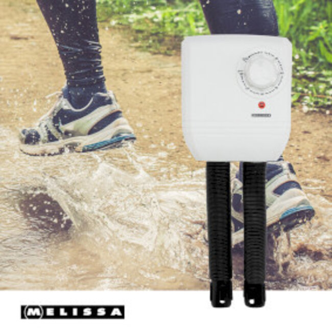 Schoendroger met twee slangen voor één paar schoenen of laarzen 250W Wit