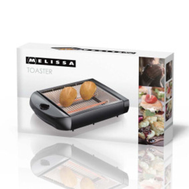 Plat broodrooster met uitneembare kruimellade 600W Zwart