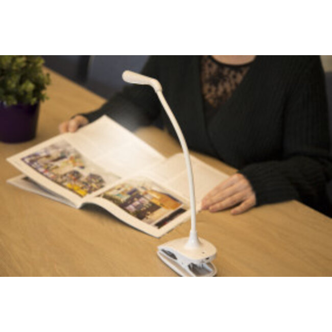 Oplaadbare LED-lamp met klem Wit
