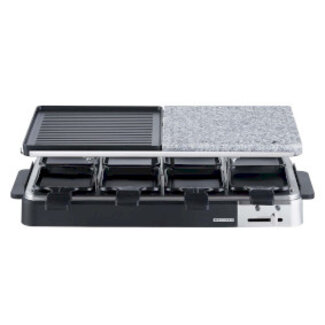 8-persoons Raclette grill/steentop zwart