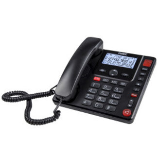 Bedrade telefoon met grote toetsen en display voor senioren Zwart