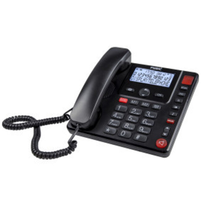 Bedrade telefoon met grote toetsen en display voor senioren Zwart