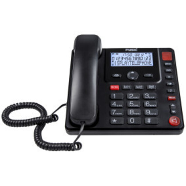 Bedrade telefoon met grote toetsen en display voor senioren Zwart