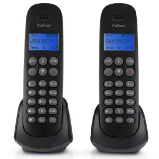 Draadloze telefoon met 2 handsets Zwart