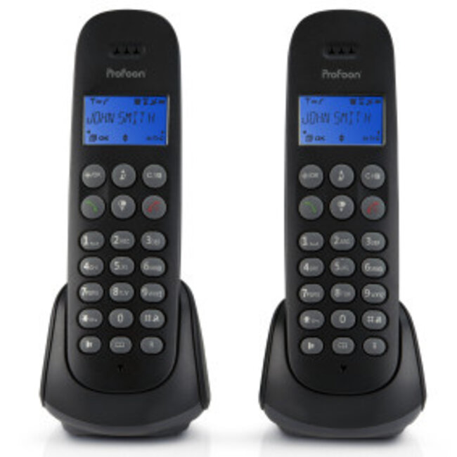 Draadloze telefoon met 2 handsets Zwart