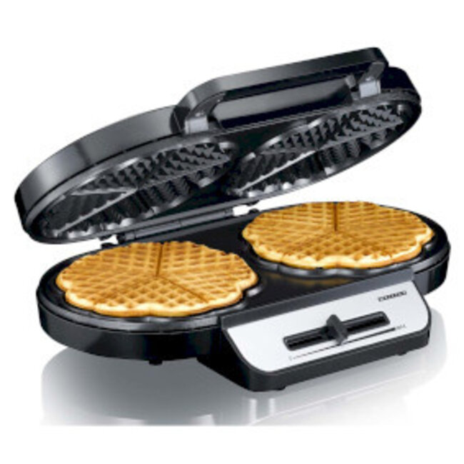 Dubbele wafelijzer 1200W Zwart / Roestvrij Staal