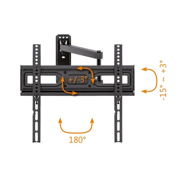 My Wall TV-muurbeugel | tot 55 inch | full motion | 3 draaipunten | zwart