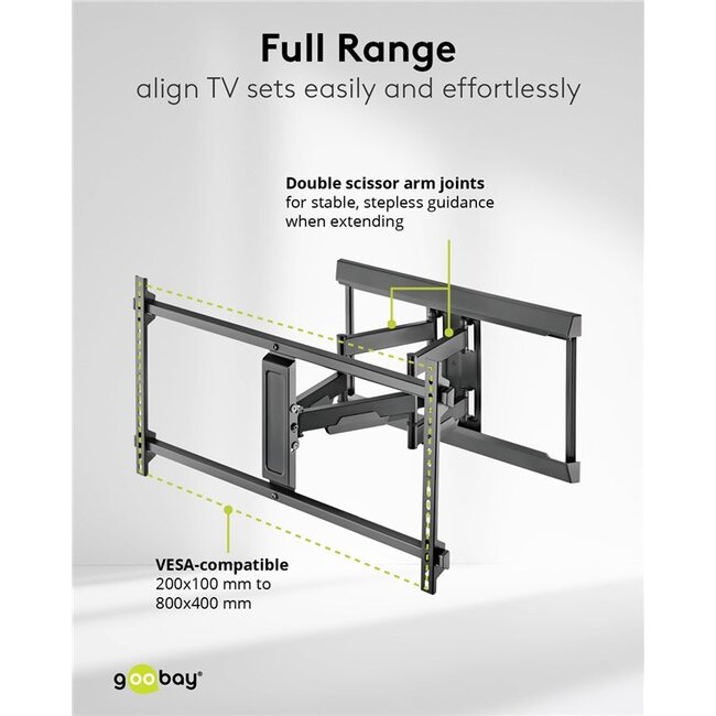 Goobay Pro TV-muurbeugel | tot 90 inch | full motion | lang