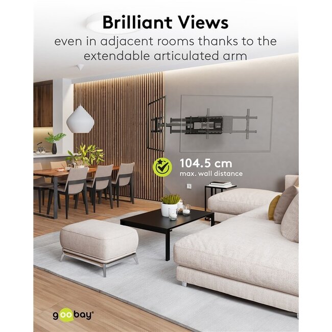 Goobay Pro TV-muurbeugel | tot 90 inch | full motion | extra lang