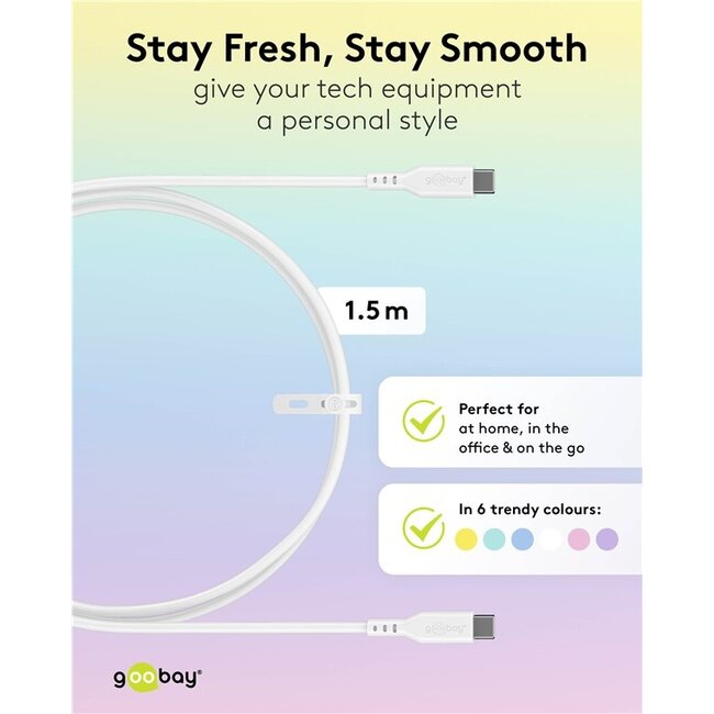 Goobay USB-C siliconen kabel | USB2.0 | PD 60W | blauw | 1,5 meter