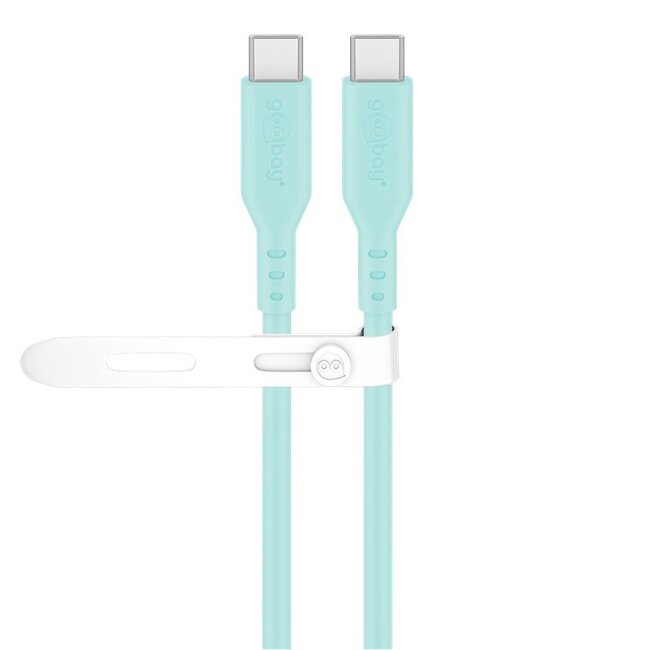 Goobay USB-C siliconen kabel | USB2.0 | PD 60W | turquoise | 1,5 meter