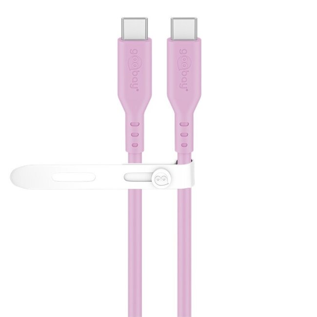 Goobay USB-C siliconen kabel | USB2.0 | PD 60W | roze | 1,5 meter