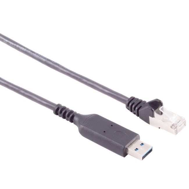 USB-A naar RJ45 LAN kabel | USB3.0 | CAT6 | zwart | 10 meter
