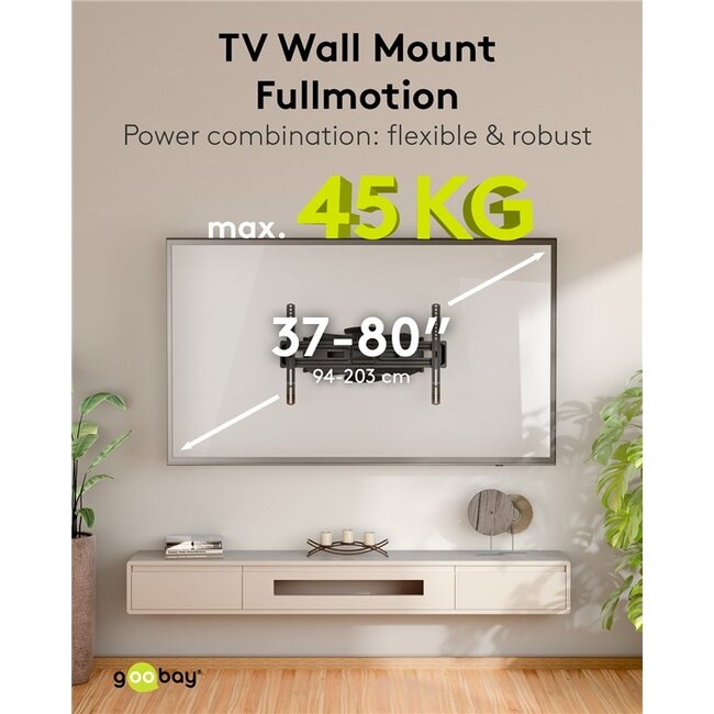 Goobay TV-muurbeugel | tot 80 inch | full motion | lang