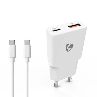 Nedis Nedis USB lader | USB-C PD en USB-A QC | incl. USB-C kabel | GaN | 30W | wit