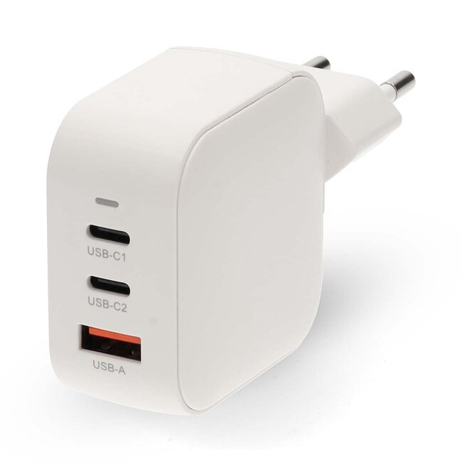 Nedis USB lader | 2x USB-C PD en 1x USB-A QC | GaN | 70W | wit