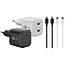 Goobay USB lader set | 2x lader met 2x USB-C PD | incl. 2x USB-C kabel | 35W | zwart + wit | 1 meter