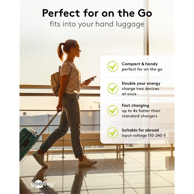 Goobay USB lader set | 2x lader met USB-C PD en USB-A | incl. 2x USB-C kabel | 30W | zwart + wit | 1 meter
