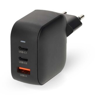 Nedis Nedis USB lader | 2x USB-C PD en 1x USB-A QC | GaN | 70W | zwart