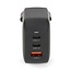 Nedis USB lader | 2x USB-C PD en 1x USB-A QC | GaN | 70W | zwart