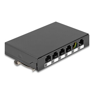 DeLOCK Delock Blank Panel 6 port for Keystone RJ-modules black - for mounting on a table, wall or DIN rail