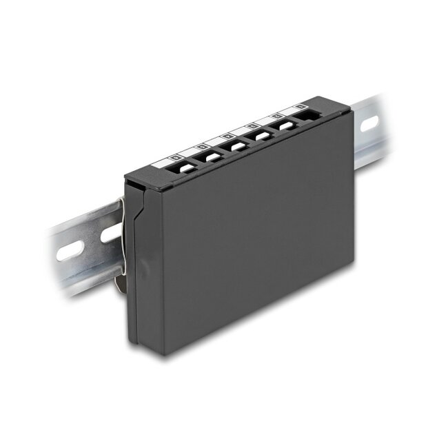 Delock Blank Panel 6 port for Keystone RJ-modules black - for mounting on a table, wall or DIN rail