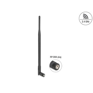 DeLOCK Delock WiFi 2.4 GHz Antenna RP-SMA plug 7 dBi omnidirectional with tilt joint black