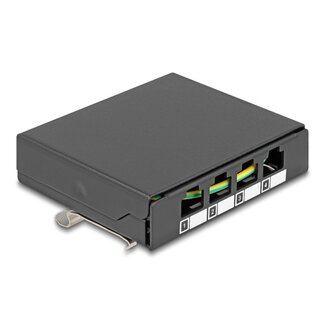 DeLOCK Delock Blank Panel 4 port for Keystone RJ-modules black - for mounting on a table, wall or DIN rail