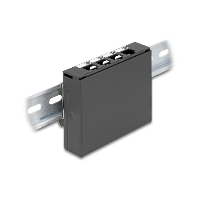 Delock Blank Panel 4 port for Keystone RJ-modules black - for mounting on a table, wall or DIN rail