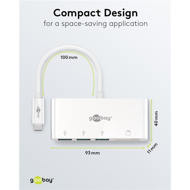 Goobay USB-C™ Multiport Adapter to 3x USB-A, Cardreader