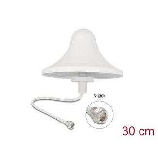 DeLOCK Delock 4G WiFi 2.4 GHz Antenna N jack 3 dBi 30 cm RG-58 omnidirectional ceiling mount white