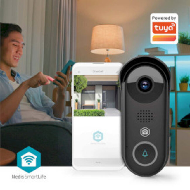 SmartLife Videodeurbel | Transformator | Full HD 1080p | Cloud Opslag (optioneel) / microSD (niet inbegrepen) / Onvif | IP54 | Met bewegingssensor | Nachtzicht | Zwart