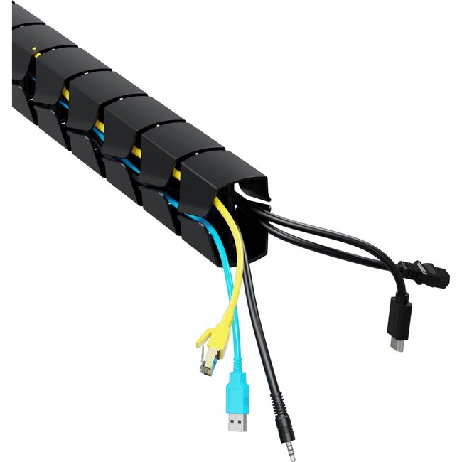 InLine flexibele bureau kabelgoot | bureauklem | 134 cm | zwart