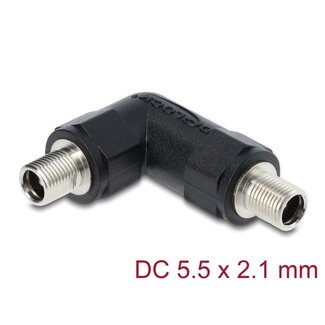 DeLOCK Delock DC Barrel Jack Adapter DC 5.5 x 2.1 mm female to female with thread angled 90°