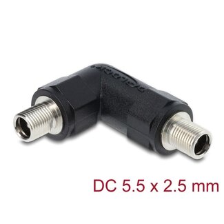 DeLOCK Delock DC Barrel Jack Adapter DC 5.5 x 2.5 mm female to female with thread angled 90°