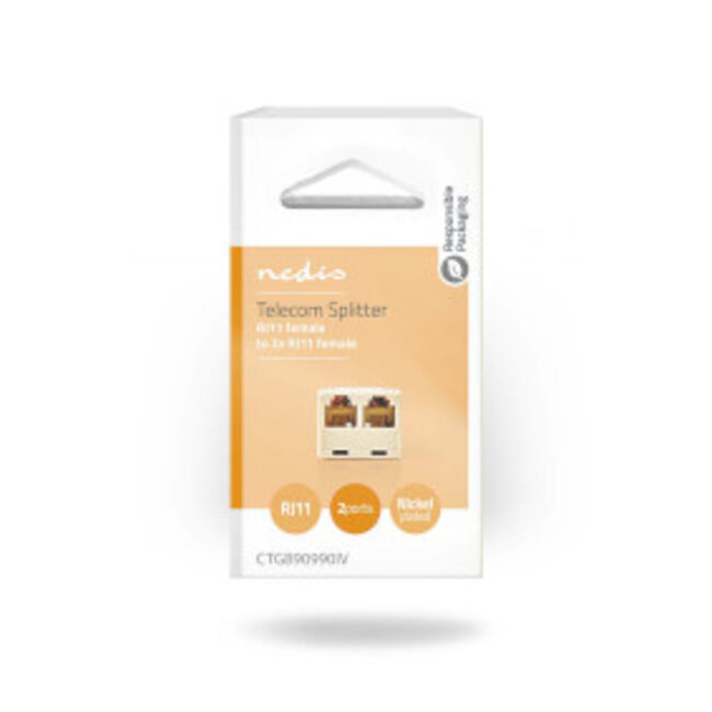 Telecom Splitter | RJ11 Female | 2x RJ11 (4/6) Female | ABS | Ivoor | Doos