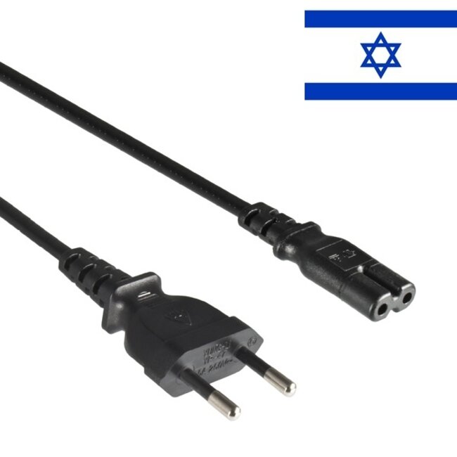 C7 (recht) - Type C / Israël (recht) stroomkabel | 2x 0,75mm | zwart | 1,8 meter