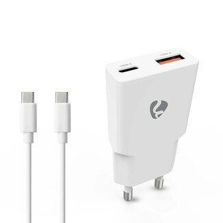 Nedis Nedis USB lader | USB-C PD en USB-A QC | incl. USB-C kabel | GaN | 20W | wit