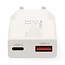 Nedis USB lader | USB-C PD en USB-A QC | incl. USB-C kabel | GaN | 20W | wit
