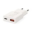 Nedis USB lader | USB-C PD en USB-A QC | incl. USB-C kabel | GaN | 20W | wit
