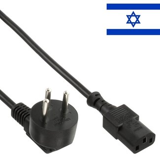 InLine C13 (recht) - Type H / Israël  (haaks) stroomkabel | 3x 1,00mm | zwart | 3 meter