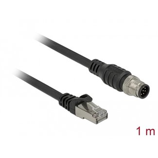 DeLOCK Delock Cable RJ45 plug to M12 plug A-coded 8 pin Cat.5e SFTP 1 m