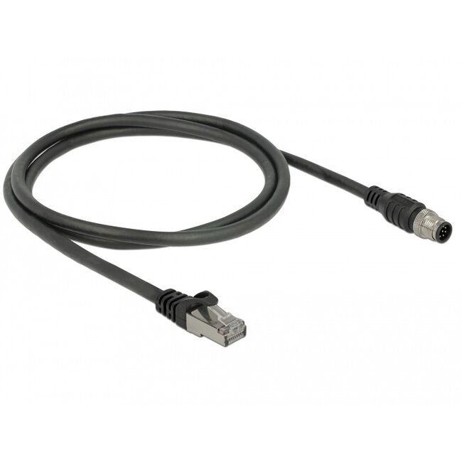 Delock Cable RJ45 plug to M12 plug A-coded 8 pin Cat.5e SFTP 1 m