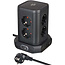 Powerstrip-toren met 8 powerstrips in 45°-configuratie (2x USB A & 1x USB C Power Delivery, met 2m kabel, tweepolige schakelaar)