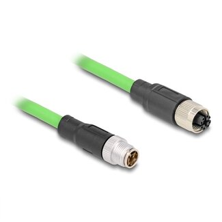 DeLOCK M12 8-pins X-gecodeerde industriële netwerk verlengkabel | CAT6a | PUR | 1 meter