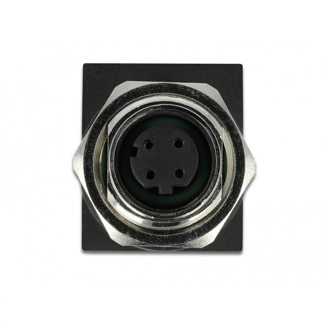 M12 4-pins D-gecodeerd (v) - RJ45 (v) industriële netwerkadapter | inbouw | haaks | CAT5e | PUR