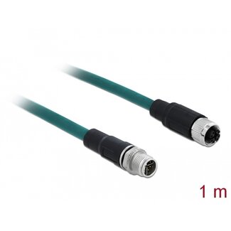 DeLOCK Delock Network cable M12 X-coded 8 pin male to female PUR (TPU) 1 m