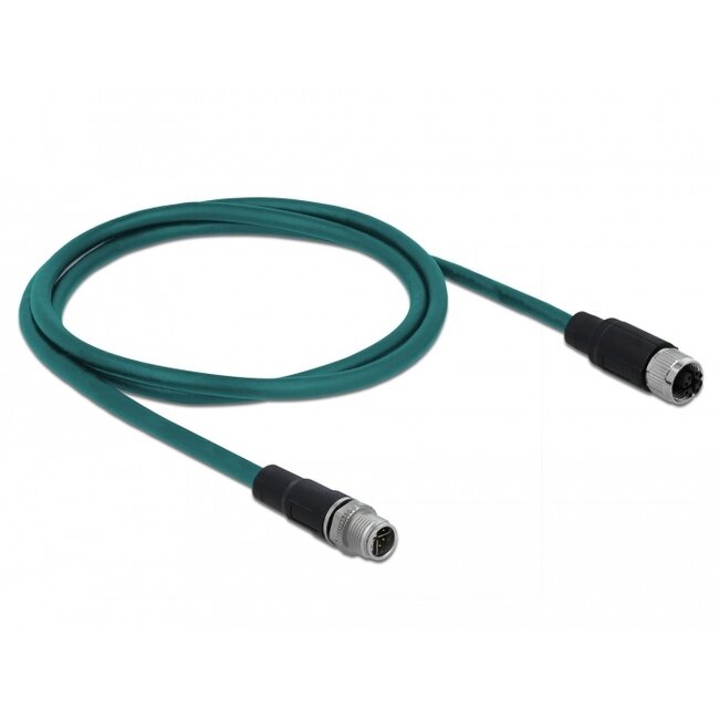 Delock Network cable M12 X-coded 8 pin male to female PUR (TPU) 1 m